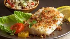 Oregano-Crusted Alaska Cod with Greek Quinoa Salad