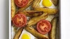 Oven-baked egg & chips