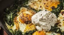 Over Easy Eggs with Spinach and Creamed Feta