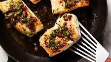 Pan-Seared Halibut with Lemon Caper Sauce
