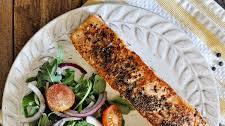Pan-Seared Lemon Pepper Salmon with Arugula Salad