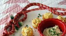 Parmesan-Crusted Crab Cake Bites with Chive Aioli