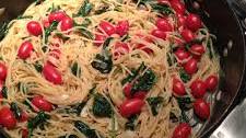 Pasta Cooked in Chicken Stock with Baby Spinach & Grape Tomatoes