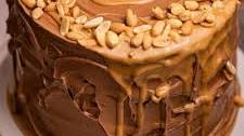 Peanut Butter Chocolate Swirl Cake with Peanut Butter Filling