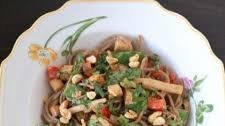Peanut Soba Noodles with Crispy Tofu and Spring Vegetables