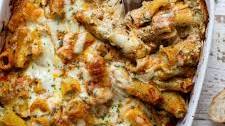 Pesto Rigatoni Pasta Bake with Ricotta Cheese