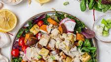 Pesto Tofu and Sweet Potato Kale Salad