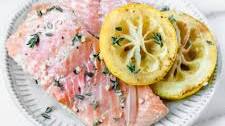 Poached Salmon with Lemon Garlic Butter Sauce