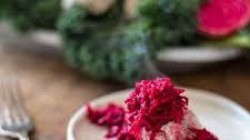Polish gefilte fish and beetroot horseradish chrein