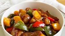 Pork, pepper and mango stir fry