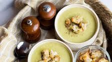 Potato and Leek Soup with Sourdough Croutons
