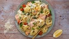 Quick Salmon and Green Pea Primavera Pasta