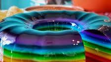 Rainbow Jell-O mould dessert