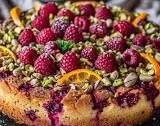 Raspberry Orange Pistachio Ricotta Cake