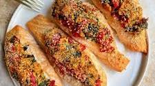 Red Pepper and Spinach Stuffed Salmon