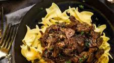 Red Wine Pot Roast with Mushrooms and Egg Noodles