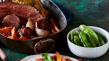 Roast bolar blade beef with mustard and red wine
