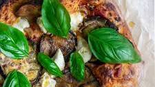 Roasted Eggplant Pizza with Almond Ricotta and Chili Oil