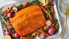 Roasted Honey-Dijon Salmon with Spring Vegetables