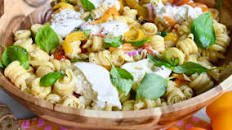 Roasted Pepper and Burrata Pasta Salad