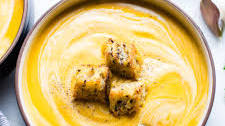 Roasted Sweet Potato and Carrot Soup with Lentils