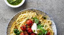 Roasted tomato pesto pasta with ricotta