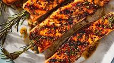 Rosemary Salmon Skewers with Mustard-Maple Glaze