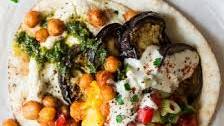 Sabih with spiced chickpeas