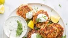Salmon Cakes with Lemon Dill Yogurt Sauce
