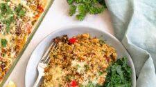 Salmon Pesto Quinoa Bake