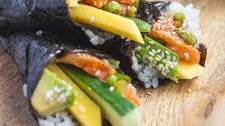 Salmon and Mango Sushi Hand Roll