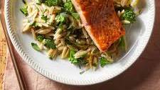Salmon with Lemon-Herb Orzo & Broccoli