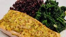 Salmon with mustard and rosemary glaze
