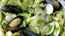 Seafood Campanelle with Spinach Pesto