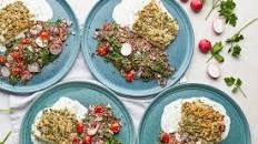 Seed-crusted Cod, Garlic Cream & Quinoa Salad