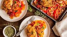 Sheet Pan Chicken Thighs with Peppers and Onions