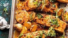 Sheet Pan Salmon with Citrus Avocado Salsa and Potatoes