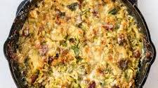 Shredded Brussels Sprouts Gratin with Bacon