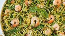 Shrimp Pesto Pasta with Asparagus