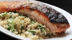 Skillet Salmon With Quinoa, Feta, and Arugula Recipe
