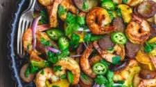Skillet Shrimp Recipe with Chorizo and Squash