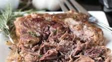 Slow Cooker Garlic Rosemary Pot Roast with Red Wine Sauce