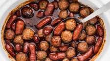 Slow Cooker Meatballs and Little Smokies