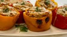 Slow Cooker Mediterranean Stuffed Peppers with Tahini Drizzle