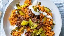Smashed Lamb Burgers with Cauliflower and Chickpea Mash
