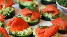 Smoked Salmon Bites with Avocado and Cucumbers