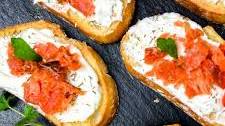 Smoked Salmon Crostini with Whipped Goat Cheese