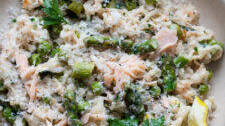 Smoked Salmon Risotto with Peas and Asparagus