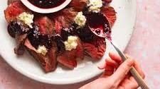 Sous Vide Elk Roast with Blueberry Sauce & Blue Cheese Butter