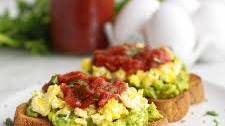 Southwest Avocado Toast with Scrambled Eggs & Salsa